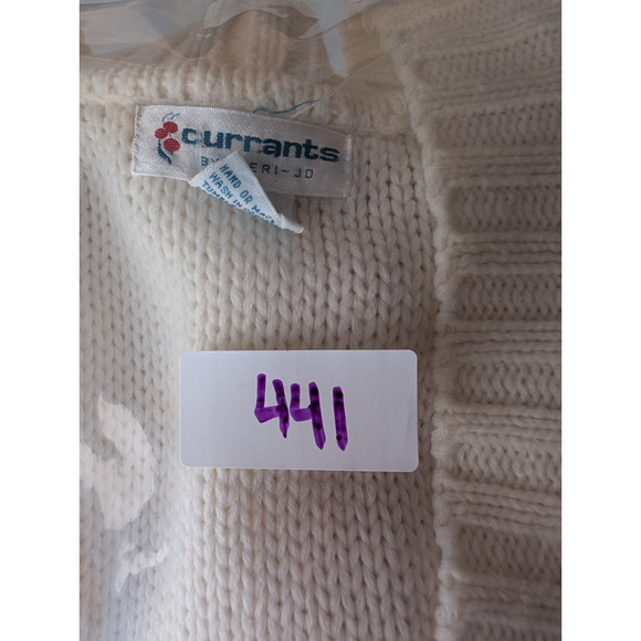 Vintage Currants Cream Cable Knit Deep V Sweater Vest Small Grandpacore Preppy - Picture 8 of 8